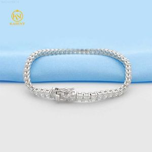 Den nya isen 925 Sterling Silver White Gold Tennis Armband D Color VVS Square Moissanite for Women