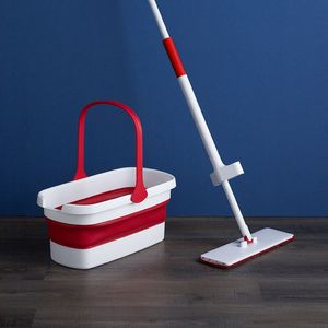 MOPS Flat Squeeze and Folding Bucket Free Hand Washing Floor Cleaning Microfiber Pad Tools On Hardwood Laminate 230510