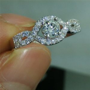 10K Gold Round Lab Diamond Ring Pierścień Weddna Pierścienie dla kobiet Bridal Promise Finger Party Biżuteria