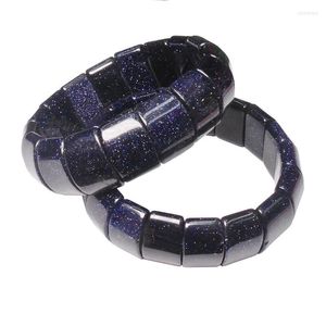 Strand 14x20mm Bracelete de arenito azul natural-8 