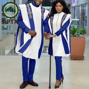 Этническая одежда Aptx Африканская пара одежда Мужчины женщины, соответствующие халату Agbada Rush Prink Cust 3 штуки для свадебной ежедневной любви Ty21c032 230510