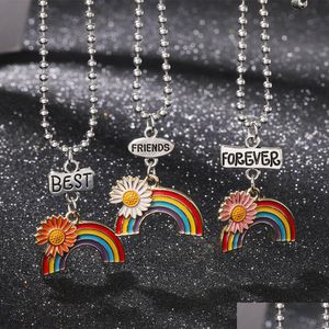 Pendant Necklaces Fashion Daisy Rainbow Necklace Enamel Cartoon Kids Friend Jewelry Drop Delivery Pendants Dhgarden Dhy0V
