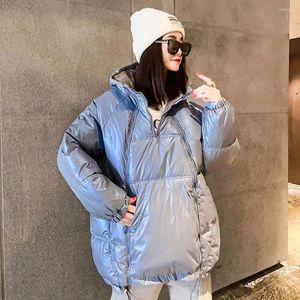 Women's Trench Coats Hedging Oblique Zipper 2023 Winter Women's Two-wear Cotton Jacket Hooded Short Coat Fashion Chic Loose Trend Bread