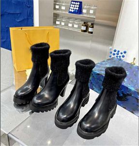 豪華なデザイナーBeaubourg Ankle Boots Leather Plain Toe Rubber Sole Officeエレガントなハイヒール1AABU3 1AAC1Z COMPAT CHUNKY WINTER MARTIN SNEAK