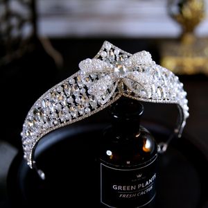 Crystals Beading Bridal Headpieces Crown Tiara Wedding Hair Accessories Women Handmade Headband Ornaments Female Prom Headdress Hairband Headwear ZJ10