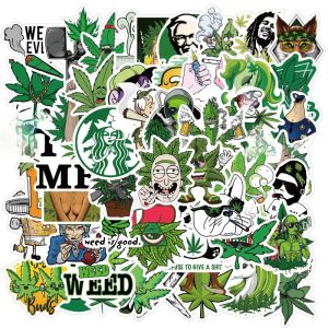 50Pcs Panda Leaves Sticker Plant Character Smoking DIY Stickers For Guitar Kids Tay Game Motorcycle Car Skateboard Luggage Decals 0510