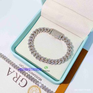 Populär design 6mm 8mm 1 rad Iced ut 925 Sterling Silver Diamond Moissanite Cuban Link Armband