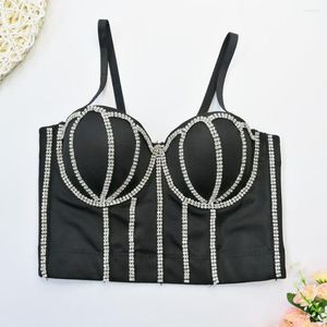 Женские танки Черный урожай с стразами Camis Bustier Women