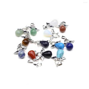 Hänge halsband naturliga stenhängen söta ängelblå turkosa kvarts opal charm för smycken som gör diy kvinnor halsband reiki heal