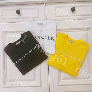 23SS Kleinkind-T-Shirt, Kinder-Designer-T-Shirt, Kinder-T-Shirt, weiß, kurzärmelig, für Jungen und Mädchen, Rundhalsausschnitt, reine Baumwolle, T-Shirt mit Buchstaben-Logo-Stickerei, hochwertige Kinderkleidung