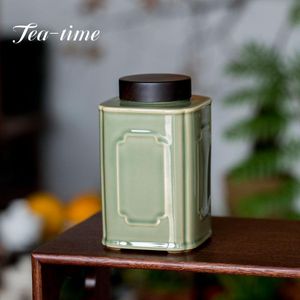 AUFFICIALE RETRO YUE YUE KILN Celadon Begonia Tea Pot House Homehold Jar barattolo di frutta secca ceramica ceramica ceramica ceramica giapponese piccoli cassie