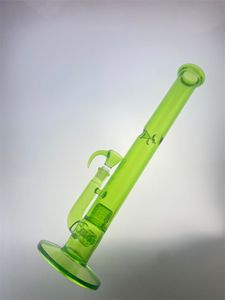 Glass hookah green bong 18 inch 18mm 360 degree cap 3 perks straight neck