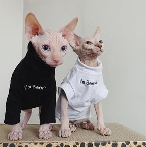 Clothing Cat Clothing for Sphynx Hairless Cat Simple Cotton TShirt Sweater Turtleneck Bottoming Shirt Kitty Puppy Dog Clothes XSXXL
