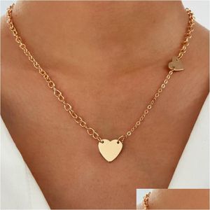 Chokers Ins Style Gold Color Chain Heart Pendant Choker Necklace Women Statement Collares Bohemia Beach Jewelry Gift Drop Delivery N Dhik0