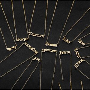 Pendant Necklaces Personalized Letter Zodiac Necklace Constellation Custom Stainless Steel Old English Birthday Jewelry Gift Dhgarden Dhiws