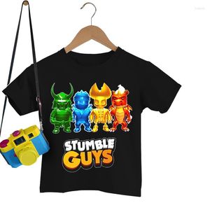 Мужские футболки Stumble Guys Мальчики Девочки Футболка с героями мультфильмов Летние топы с короткими рукавами Детская одежда Camiseta Детская аниме-футболка с круглым вырезом