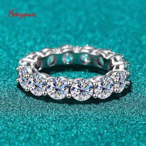 Solitaire Ring Smyoue 7CT 5mm Full Ring for Women Män Sparkling Rund Cut Full Enternity Diamond Band Wedding S925 Sterling Silver 230509