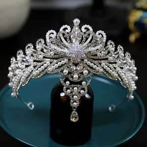 Crystals Beading Bridal Headpieces Crown Tiara Wedding Hair Accessories Women Handmade Headband Ornaments Female Prom Headdress Hairband Headwear ZJ21