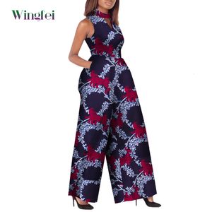 Ethnic Clothing Africa Clothes for Women Ankara Fashion Jumpsuit Sleeveless Sexy Romper Wide Leg Pants African Ladies Jumpsuits Rompers WY2244 230510