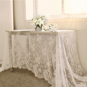 テーブルクロス素朴な結婚式の白いレース布ビンテージ刺繍レセプション装飾ボーホーパーティーバレンタインデークロス230510