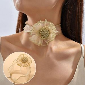 Choker Big Rose Flower Decorations Delikat överdrivna nackkedjor halsband Flowers Clavicle Charm Necklace