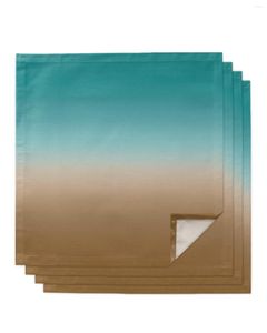 Table Napkin 4pcs Brown Cyan Turquoise Gradient Square 50cm Party Wedding Decoration Cloth Kitchen Dinner Serving Napkins