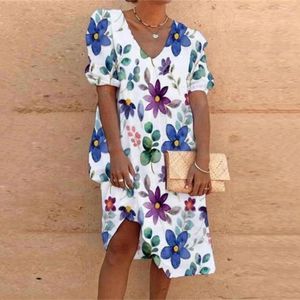 Vestidos casuais vestido de verão elegante padrão floral mulheres midi lady rica coloras