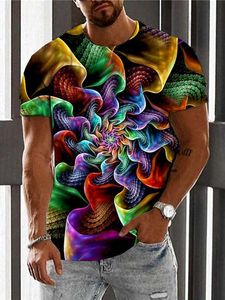 Rukas Universal T-shirt graficzny nadruk spiralny szyja Kolor Rainbow 3D Printing Casual Short Sleeve Odzież/Summer/Original Image