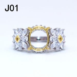 Toppkvalitet Seiko 925 Sterling Silver Ring Frame Ny formbearbetning Inset Två-ton ringinställning Gem 18k guld 8 * 10mm