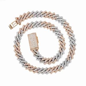 Роскошное обледенение 2 ряда CZ Diamond Cuban Cnink Chain 10k 14k 18k Желто -белый розовый золото