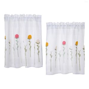 Curtain Rod Pocket Short Drapes Curtains For Small Window Door Bedroom Flower 74cmx61cm