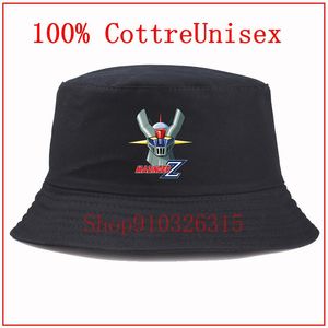 Wide Brim Hats Fashion Wild Cotton Japan Anime Mazinger Z Simple Bucket Cap Women Men Fisherman Hat Sun Protection