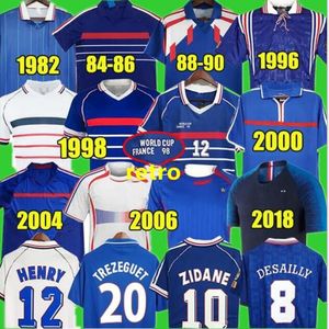 1982 1984 1988 1996 1998 Retro version FRANCH soccer jerseys 2010 ZIDANE HENRY MAILLOT DE FOOT Soccer shirt Home Away Final Trezeguet Vieira Ribery football uniform