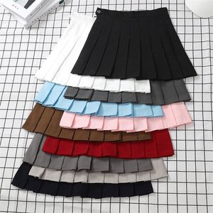 Kjolar kjol svarta kvinnor hög midja sommarkläder vintage koreanska harajuku röd en linje mini eam skola veck för kvinnor 230509