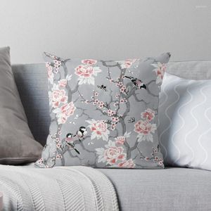 Caso de travesseiros chinoiserie pássaros em cinza arremesso de poliéster decora travesseiros kussensloop almohada