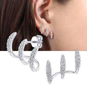 Stud Earrings TENGTENGFIT Silver Color Claw For Women Crystal CZ Stone Fashion Versatile Accessories Jewelry Friends Party