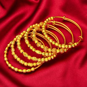 Kobiety Koraliki Boletki Bransoletka Solidna Prawdziwa 18 -karatowa żółta złota Klasyczna moda dama Dostosuj biżuterię bransoletą średnią 60 mm