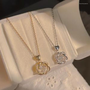Chains Colorful L Elegant Geometric Design Shiny Zircon Gold Silver Color Pendant Necklace Clavicle Chain For Women Fashion Jewelry