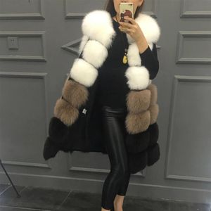 スーツhjqjljls 2021新しいファッション女性パッチワークカラー濃い暖かい毛皮のベスト女性レインボーの袖なし人工毛皮コートジャケット