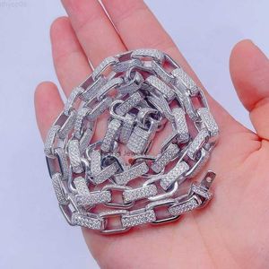 Passe o Diamond Tester Hip Hop Iced Out Diamond Moissanite 8mm Square Box Link Chain