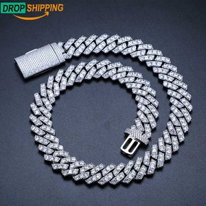 Dropshipping Hip Hop Jewelry 20mm 1 rad VVS Moissanite Diamond Iced Out Men 925 Silver Miami Cuban Link Chain Necklace