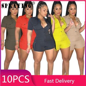 Women's Tracksuits 10 Short Sets Summer 2023 Pockets Shirt And Shorts Bodycon Y2k Two Piece Set Womens Outfits Wholesale Items For Boutique