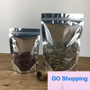 Kvalitet mylar stand up aluminium folie clear paket förpackning för mat kaffeförvaring återförslutningsbar zip förpackningspåse all-match
