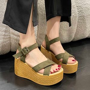 Sandallar Lucyever 2023 Yaz Weddeg Yüksek Topuklu Sandalet Kadın Toka Strap Tıknaz Platfrom Sandles Kadın Günlük Artı Boyut Sandalias 34-42 AA230509