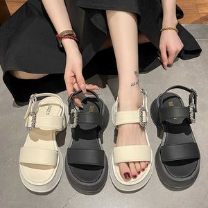 Sandals Women Korean Platform Sandals 2023 New Fashion Platform Rhinestone Buckle Peep Toe Shoes Female Casual Roman Beach Sandalias AA230509