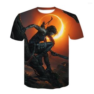 メンズTシャツ2023クラシックゲーム墓レイダー3D Tシャツコスプレララクロフトプリントサマーファッションストリートスタイルカジュアルルーズトップ