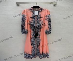 2022SS Summer Designer Vestidos femininos com casaco comprido Trepical Tiger Animal Jungle Print Button Fly Small Collar Standing WAIS3985458