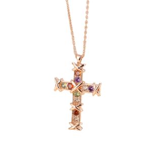 Jóias Cross Cross Vintage Pingente de Men de Colar de Chain de ouro rosa colorido jóias masculinas e femininas