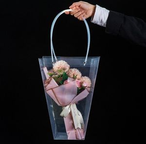 2021 شبه منحرف حقيبة هدايا شفافة مخزن بلاستيك حقيبة يد PVC Plower Flower Package حقائب العطلة