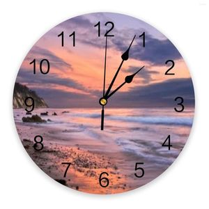 Wall Clocks Sky Sunset Sea Beach Mountain PVC Digital Clock Modern Design Bedroom Decor Large Watch Mute Hanging